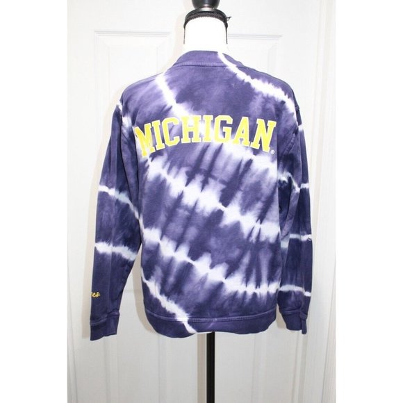 WEAR Erin Andrews U of Michigan Wolverines Blue Tie Dye Sweatshirt Top Size S - Picture 1 of 4